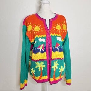 Mike & Me Colorful Beach Knit Women's Cardigan